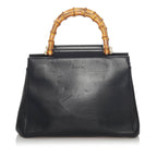 Gucci Bamboo Nymphaea Leather Satchel (SHG-37325)