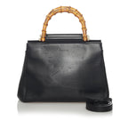 Gucci Bamboo Nymphaea Leather Satchel (SHG-37325)