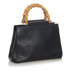 Gucci Bamboo Nymphaea Leather Satchel (SHG-37325)