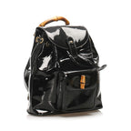 Gucci Bamboo Patent Leather Drawstring Backpack (SHG-32189)