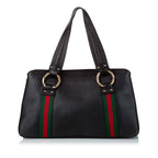 Gucci Bamboo Ring Web Leather Tote Bag (SHG-31198)