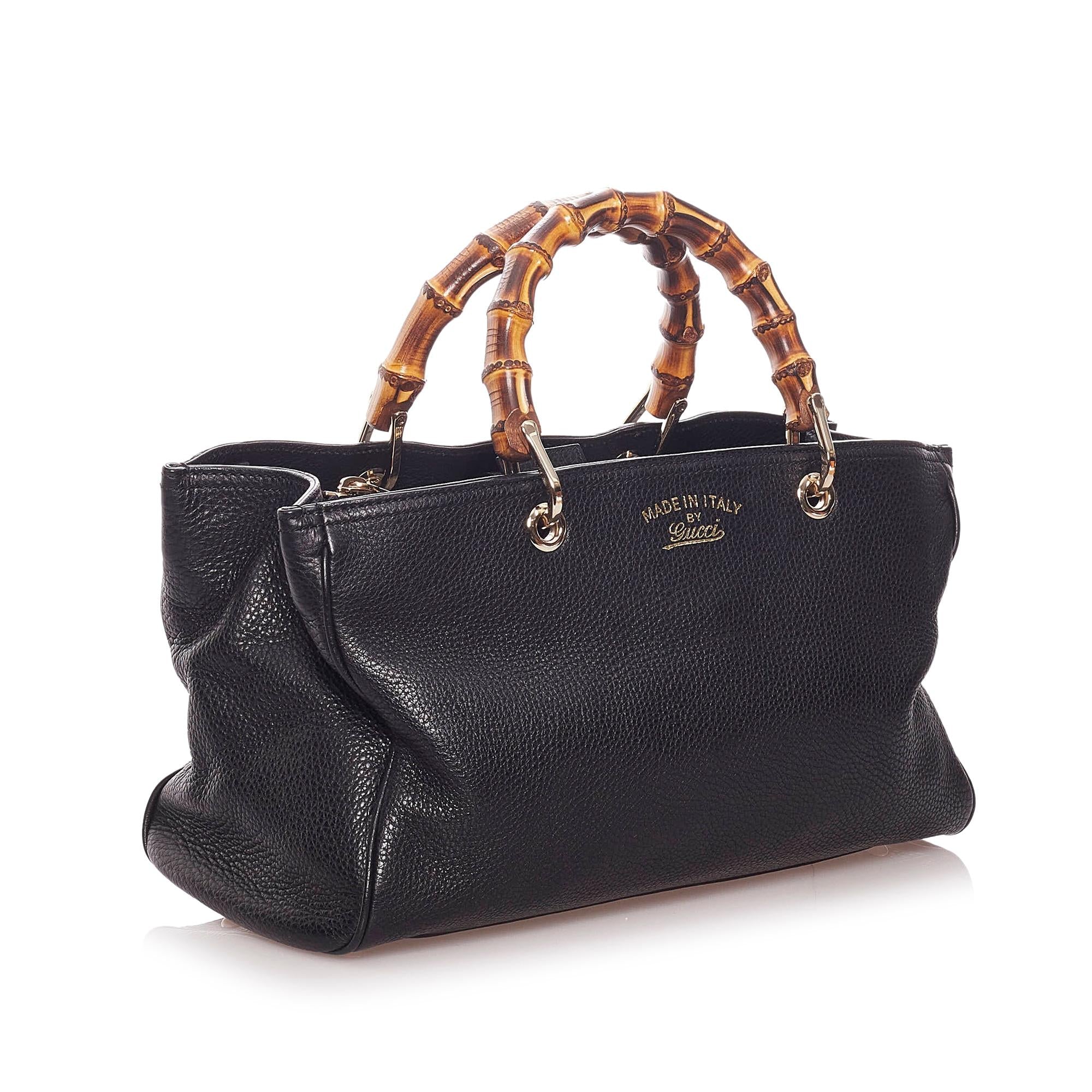 Gucci Bamboo Shopper Leather Handbag (SHG-29041)
