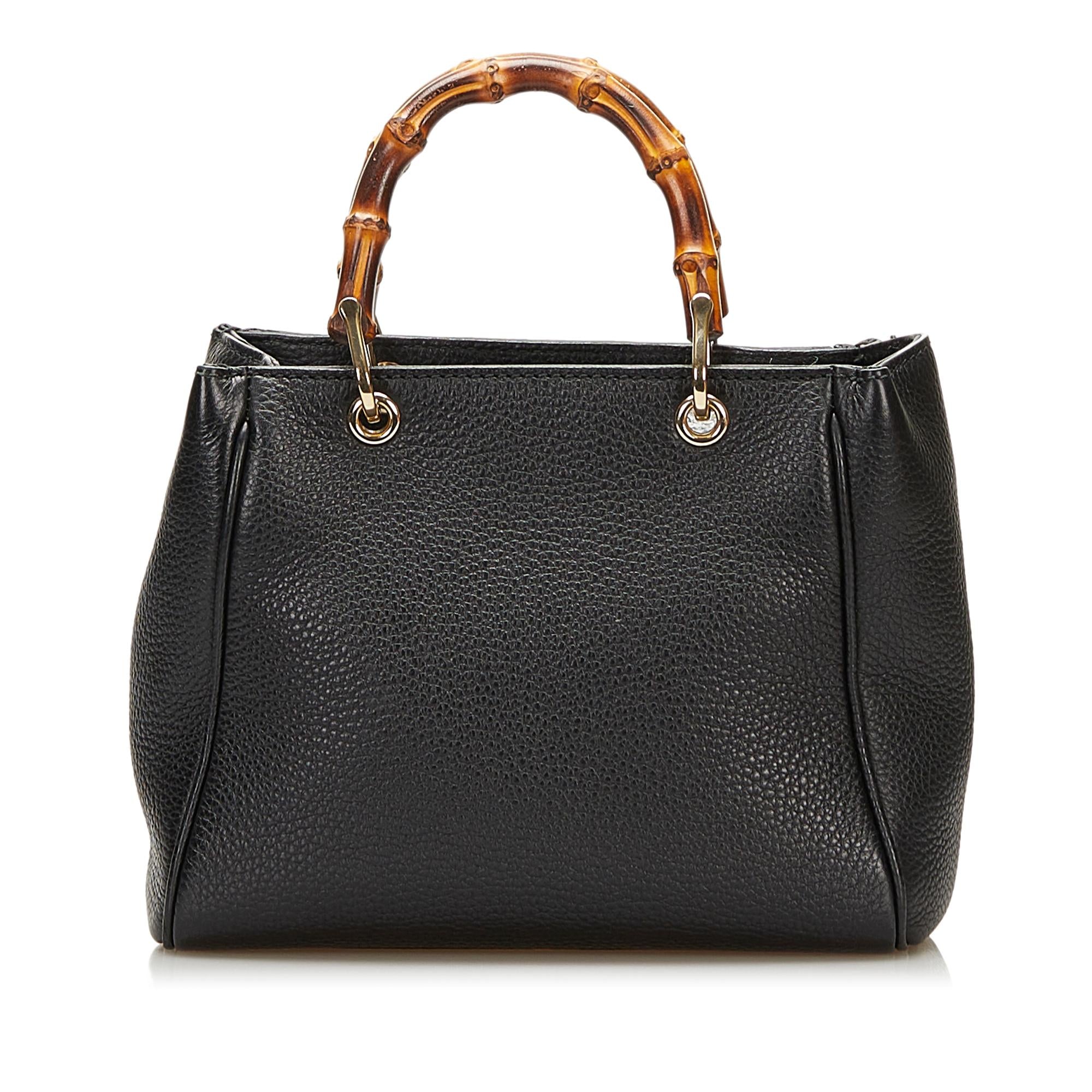 Gucci Bamboo Shopper Leather Handbag (SHG-35966)