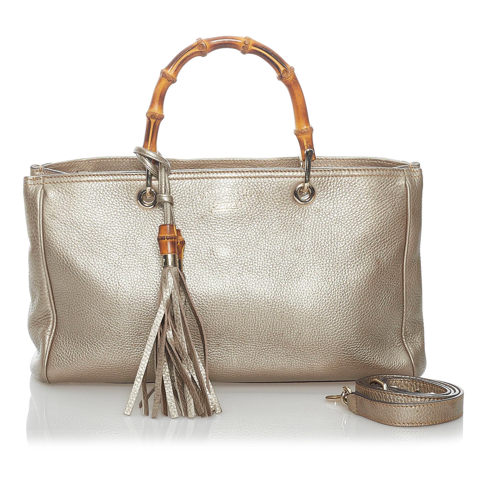 Gucci Bamboo Shopper Leather Satchel (SHG-31045)