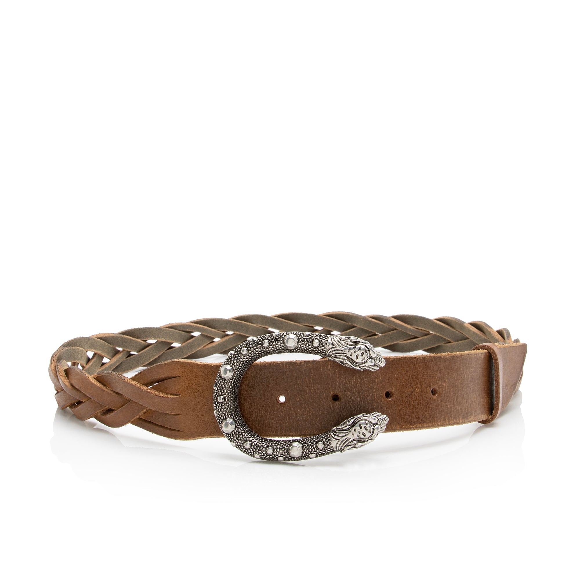 Gucci Braided Distressed Leather Dionysus Belt - Size 36 / 90 (SHF-23271)