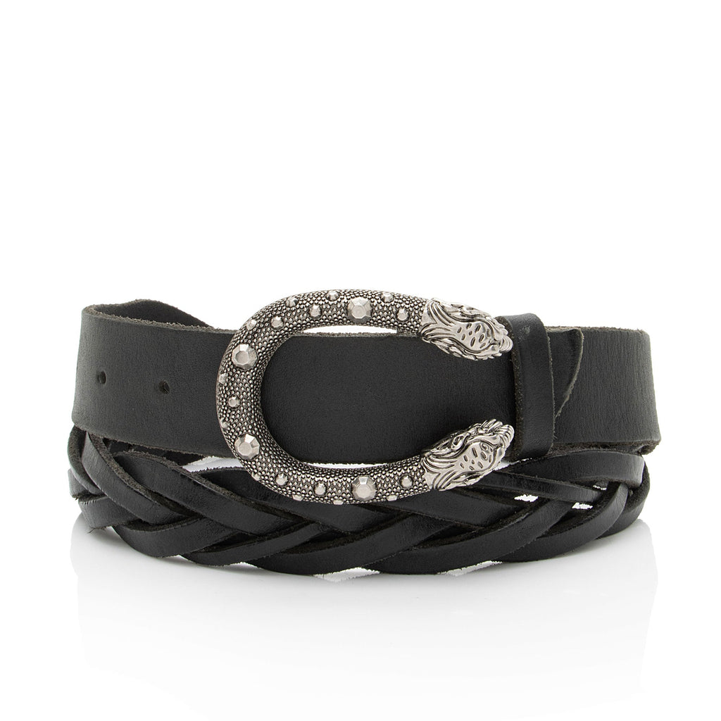Gucci Braided Distressed Leather Dionysus Belt - Size 38 / 95
