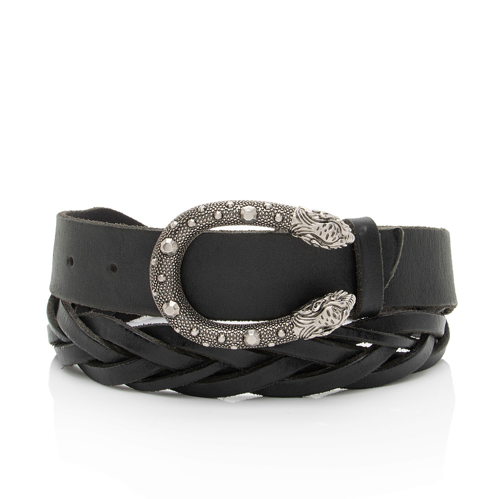Gucci Braided Distressed Leather Dionysus Belt - Size 38 / 95