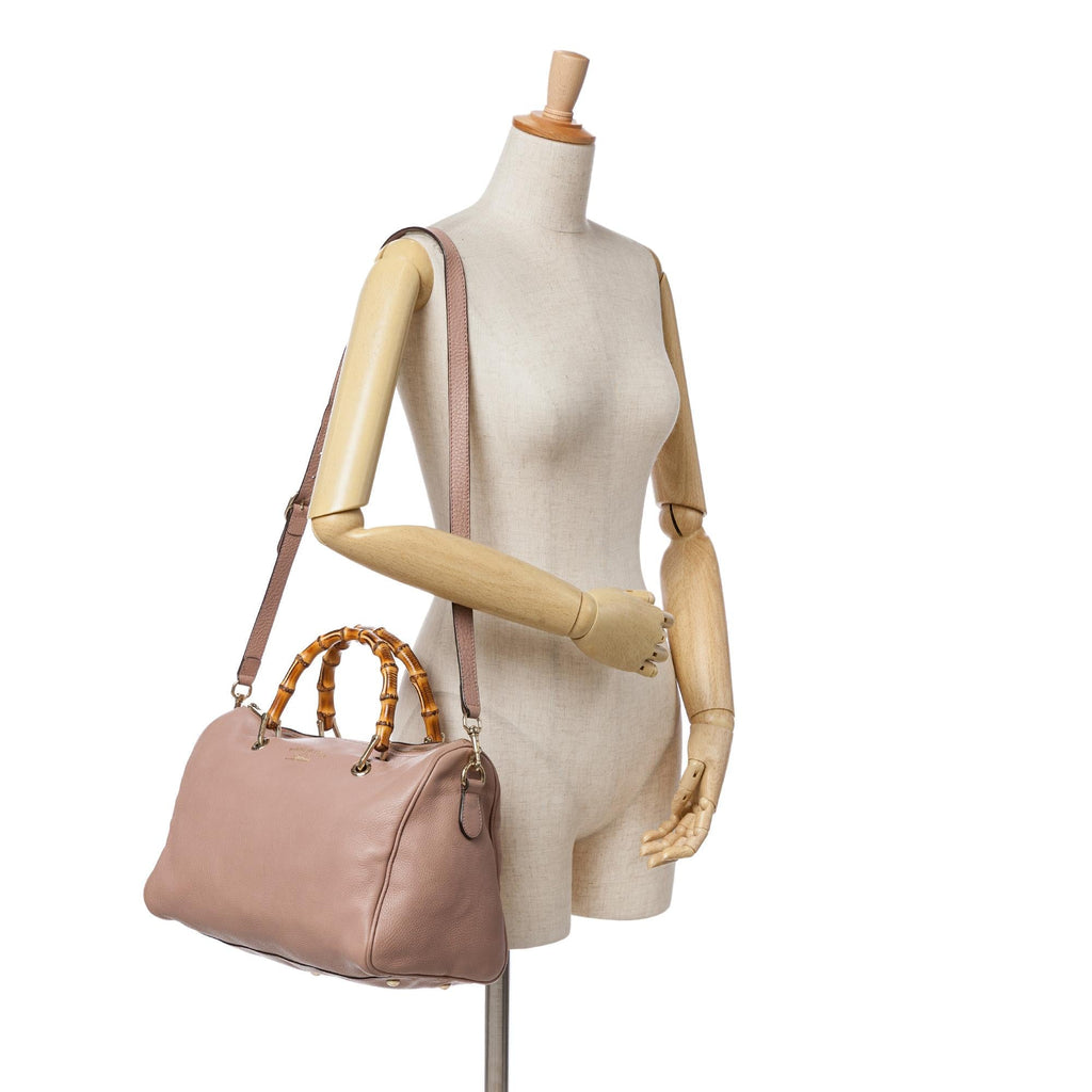 Gucci Calfskin Bamboo Shopper Boston Bag