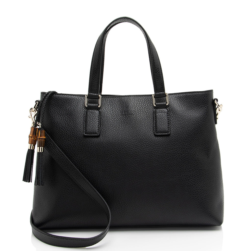 Gucci Calfskin Bamboo Tassel Tote (SHF-gWsjHp)
