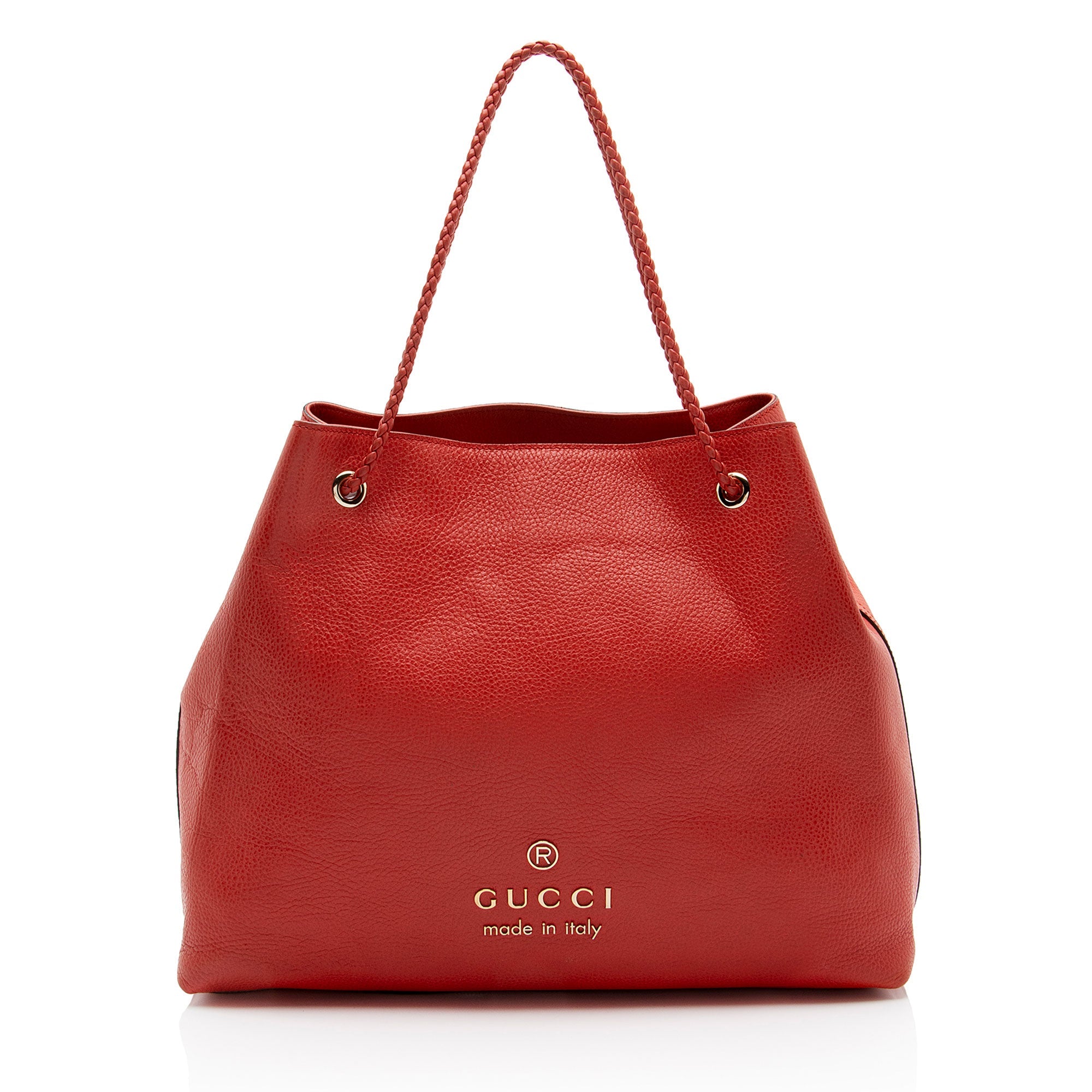 Gucci Calfskin Braided Handle Large Gifford Tote