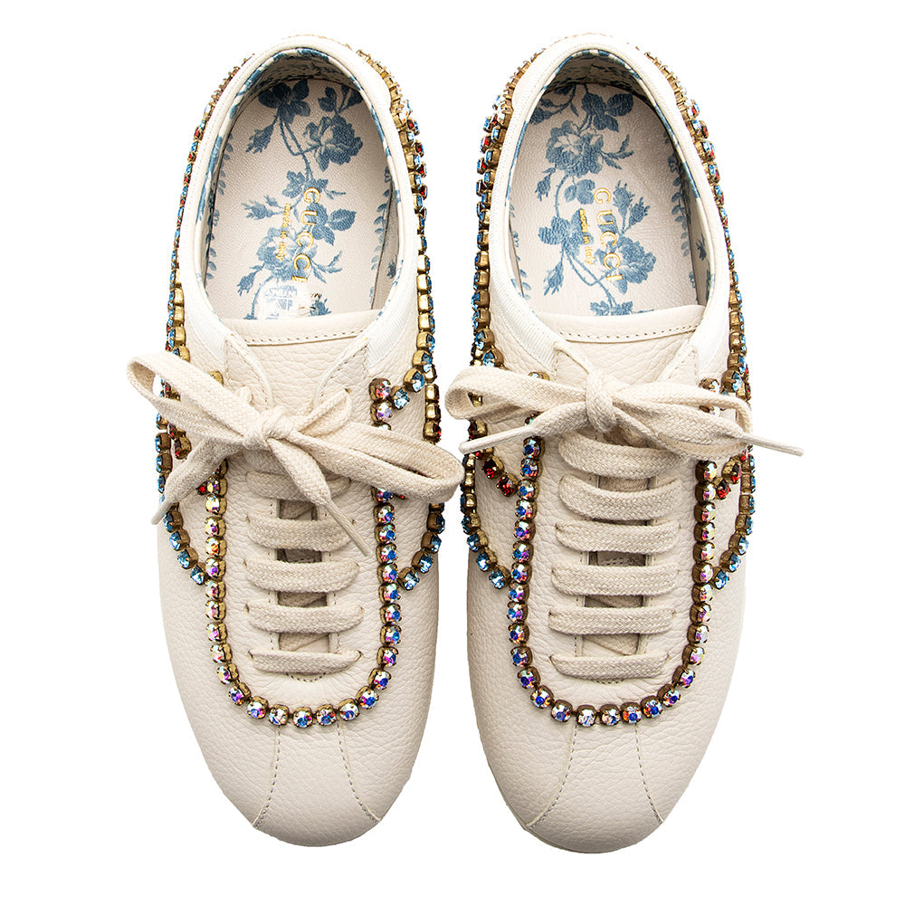 Gucci Calfskin Crystal Falacer Sneakers - Size 5.5 / 35.5 - FINAL SALE (SHF-20069)