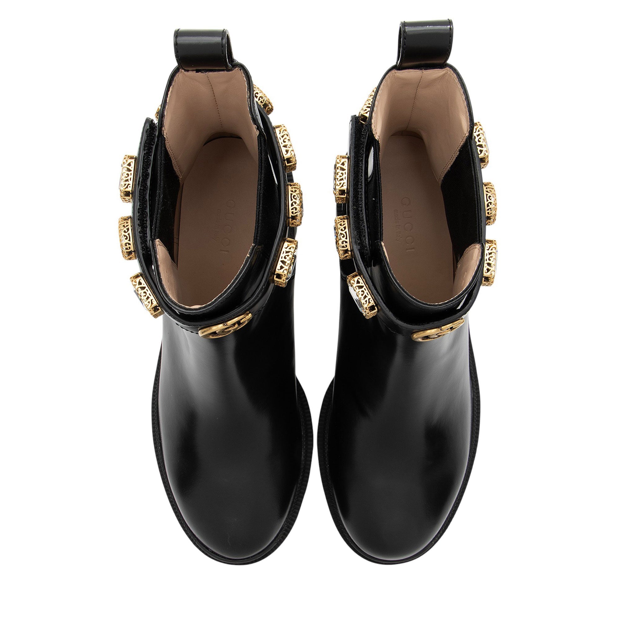 Gucci Calfskin Crystal Trip Chelsea Boots - Size 7.5 / 37.5