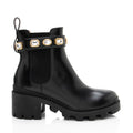 Gucci Calfskin Crystal Trip Chelsea Boots - Size 7.5 / 37.5