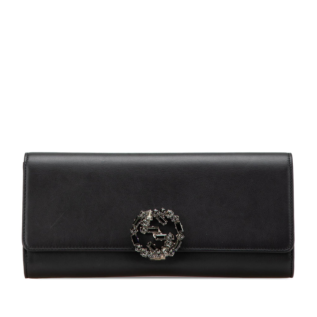 Gucci Calfskin Crystals Broadway Clutch