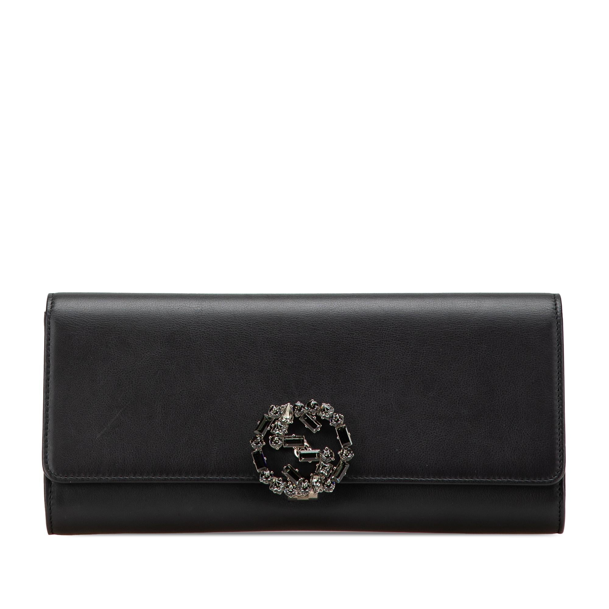 Gucci Calfskin Crystals Broadway Clutch