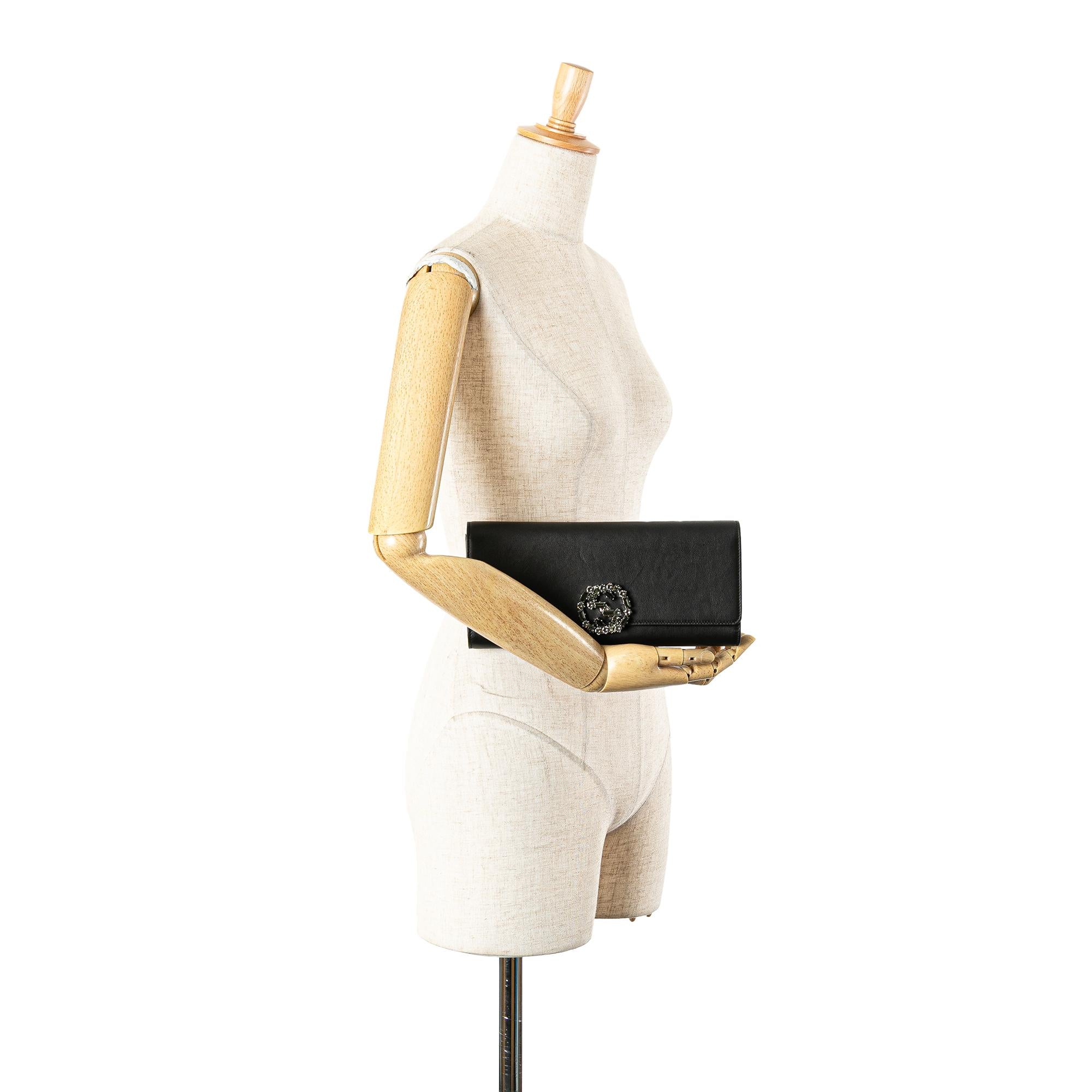 Gucci Calfskin Crystals Broadway Clutch