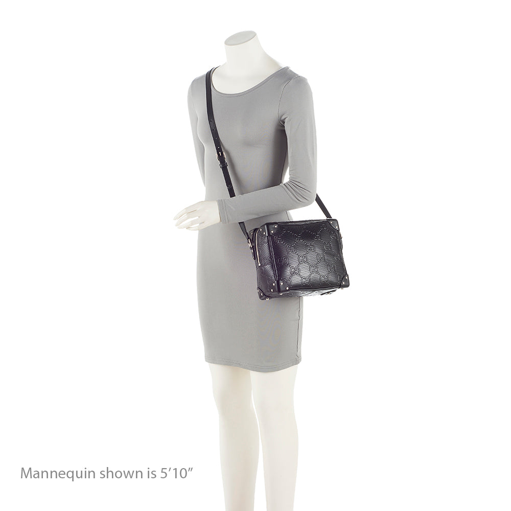 Gucci Calfskin GG Embossed Square Shoulder Bag (SHF-21568)