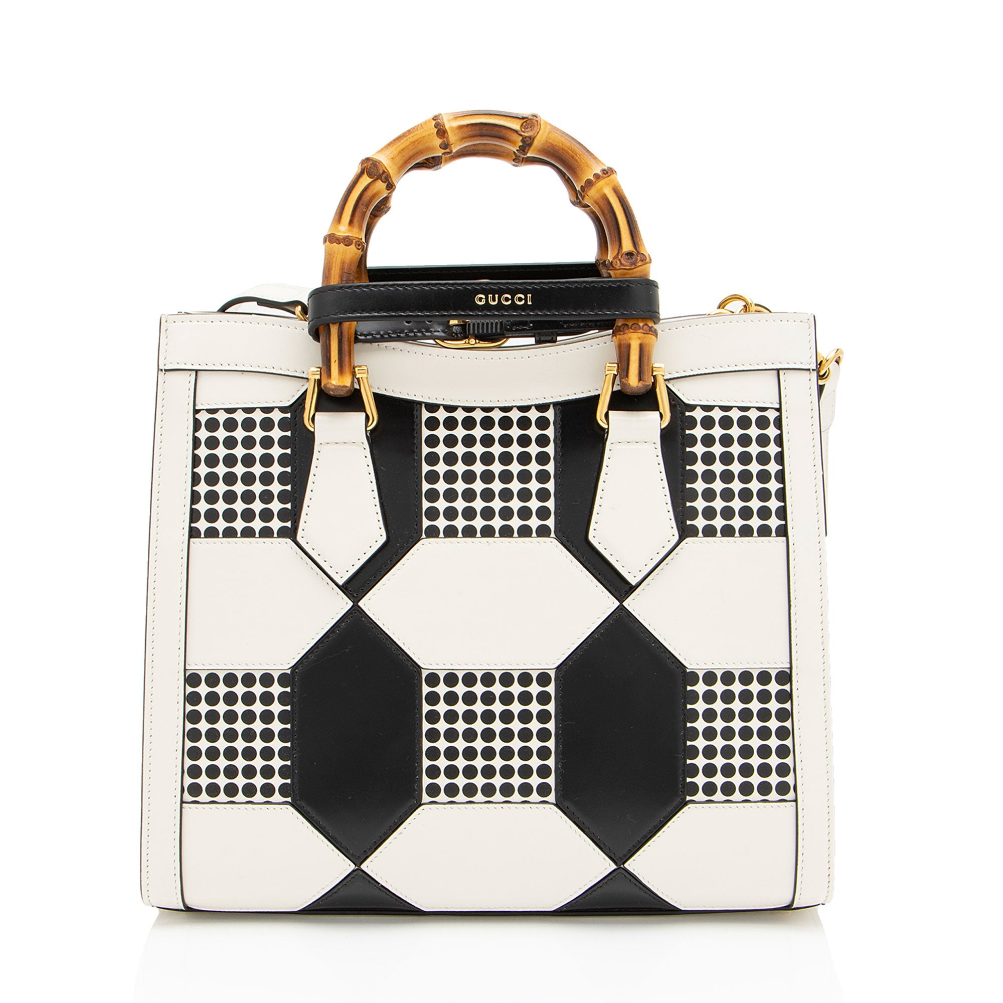 Gucci Calfskin Geometric Inlay Diana Small Tote (SHF-31a6lc)