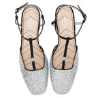 Gucci Calfskin Glitter Double G Slingback Flats - Size 7 / 37 (SHF-5KGtZj)