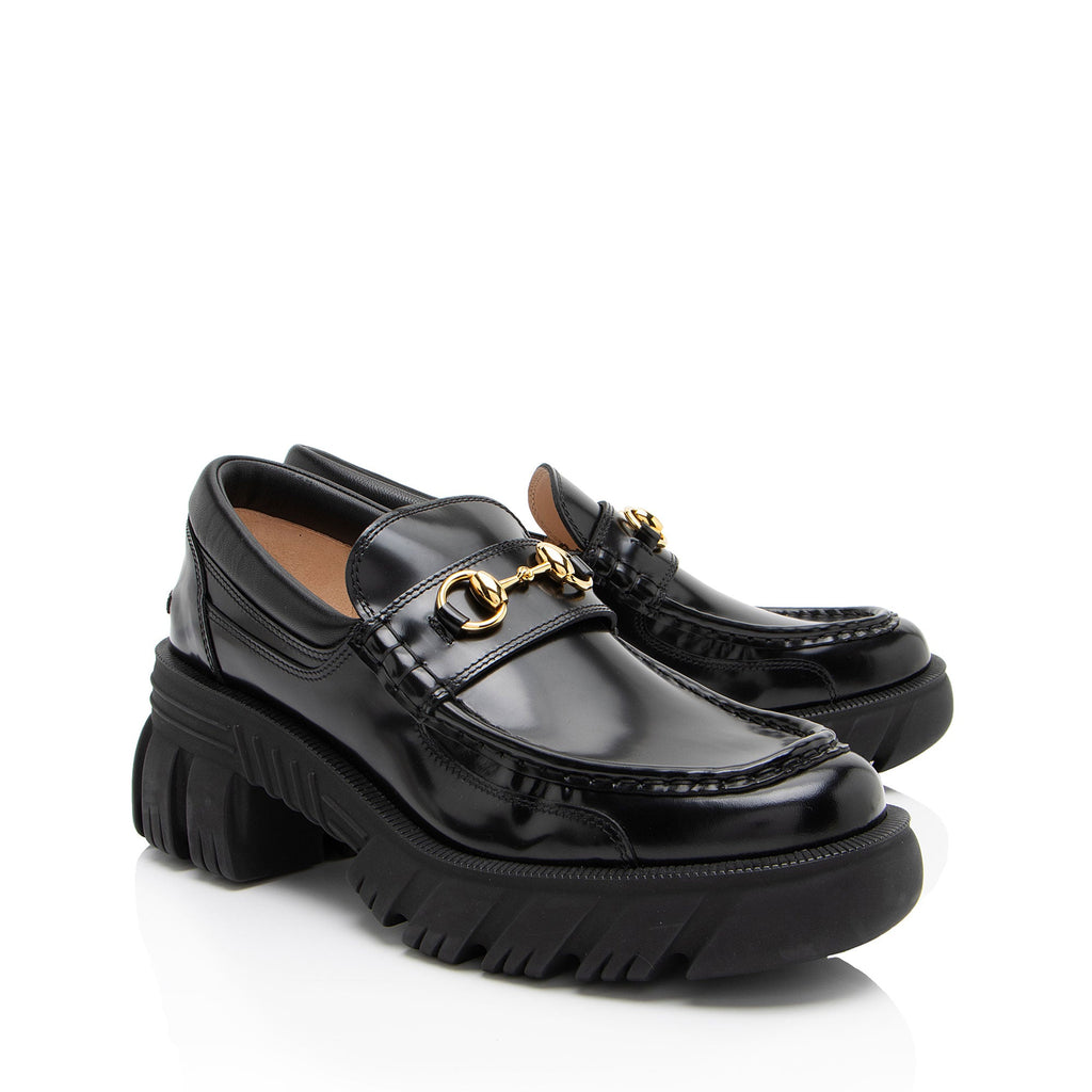 Gucci Leather Horsebit Lug Sole Loafers - Size 11 / 41