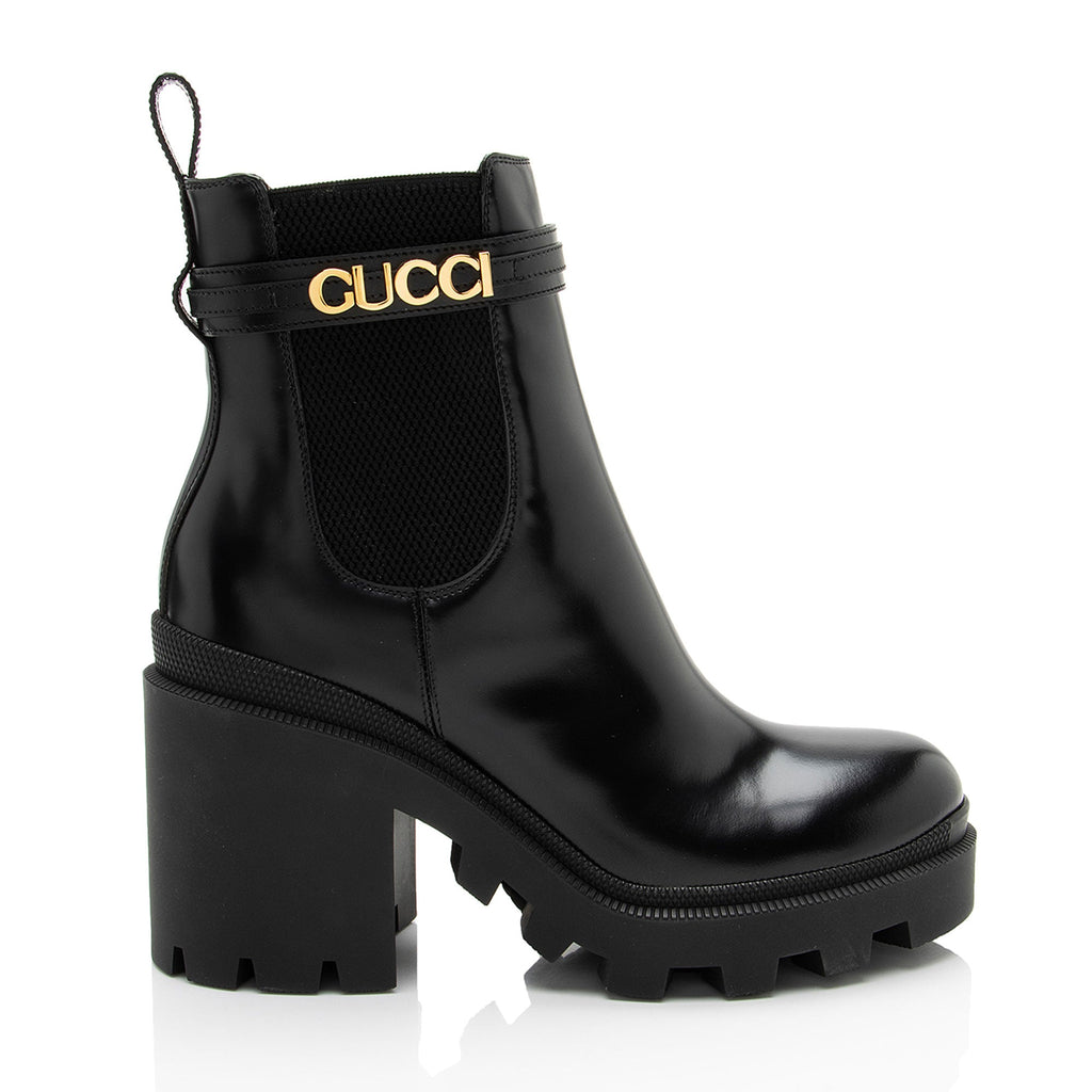 Gucci Calfskin Logo Trip Platform Boots - Size 10 / 40