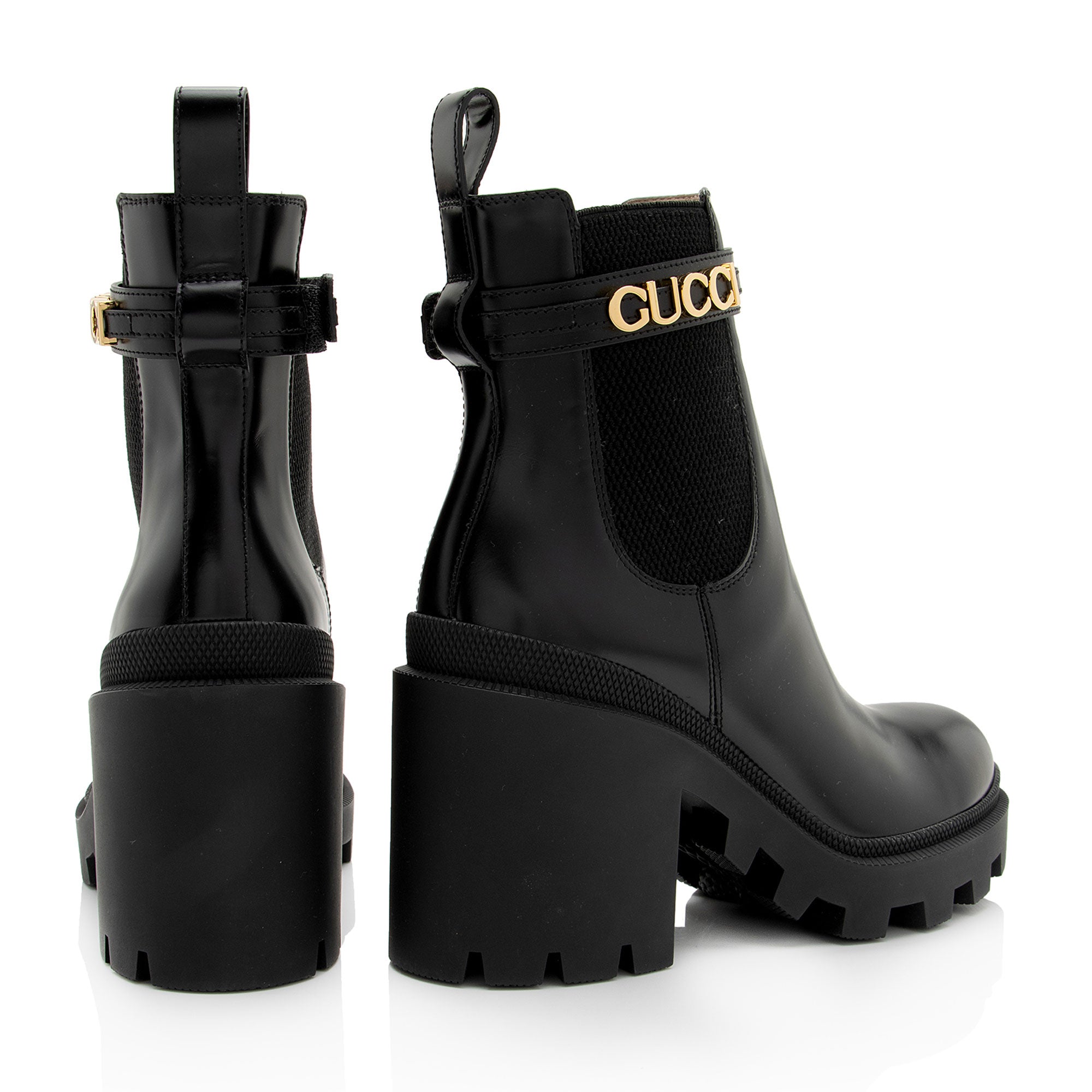 Gucci Calfskin Logo Trip Platform Boots - Size 7.5 / 37.5 (SHF-VfOKBg)