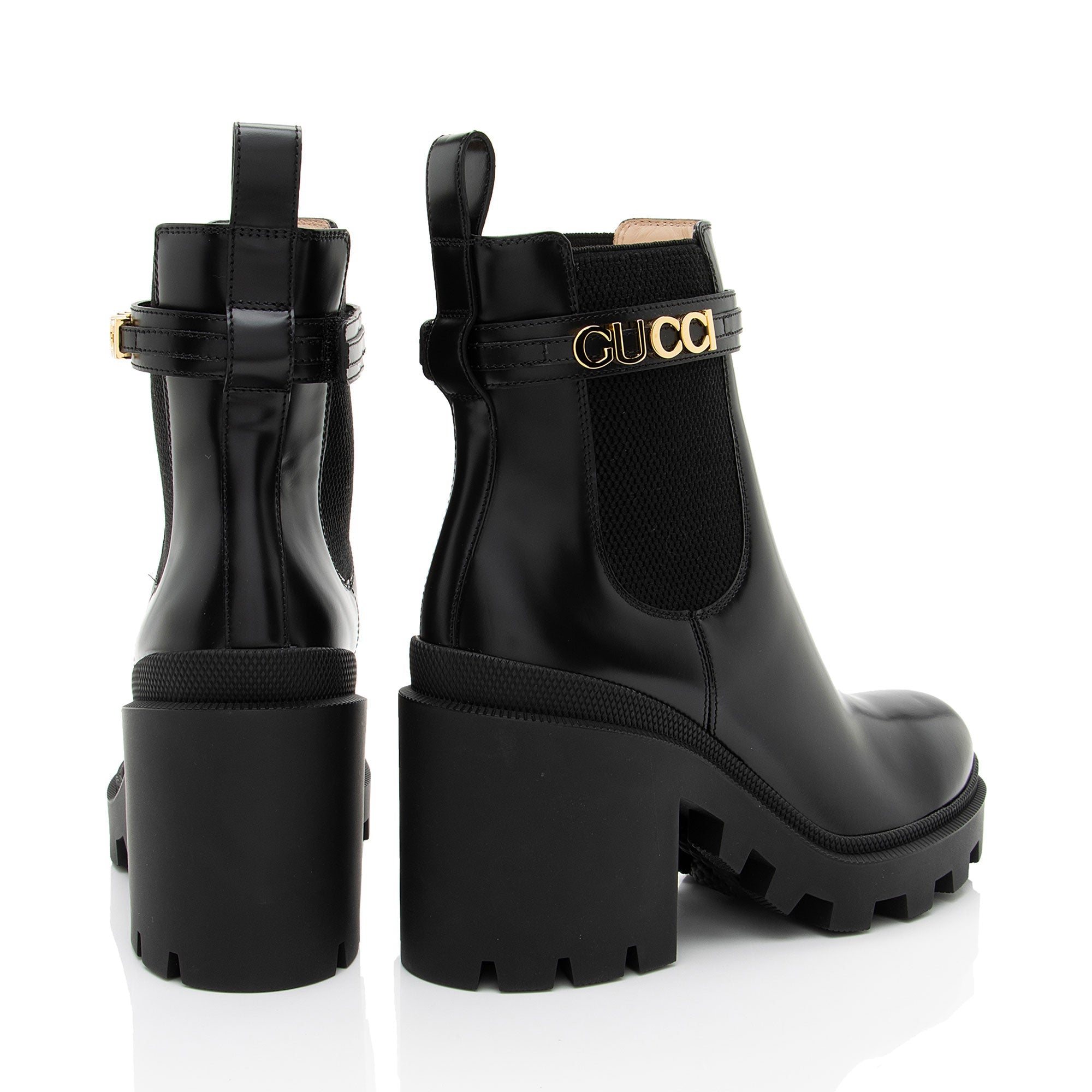 Gucci Calfskin Logo Trip Platform Boots - Size 9.5 / 39.5