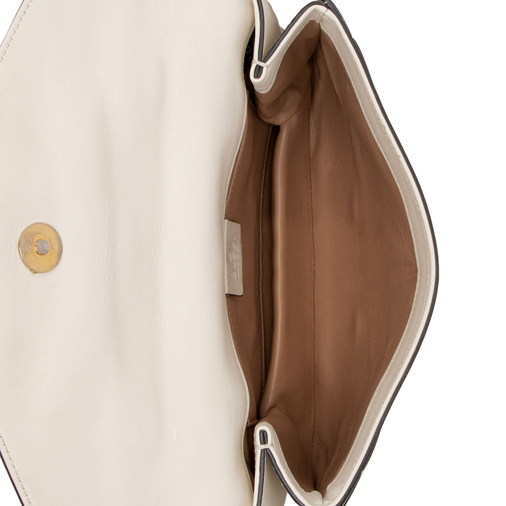 Gucci Calfskin Pearl Bee Broadway Mini Shoulder Bag (SHF-tRht4u)