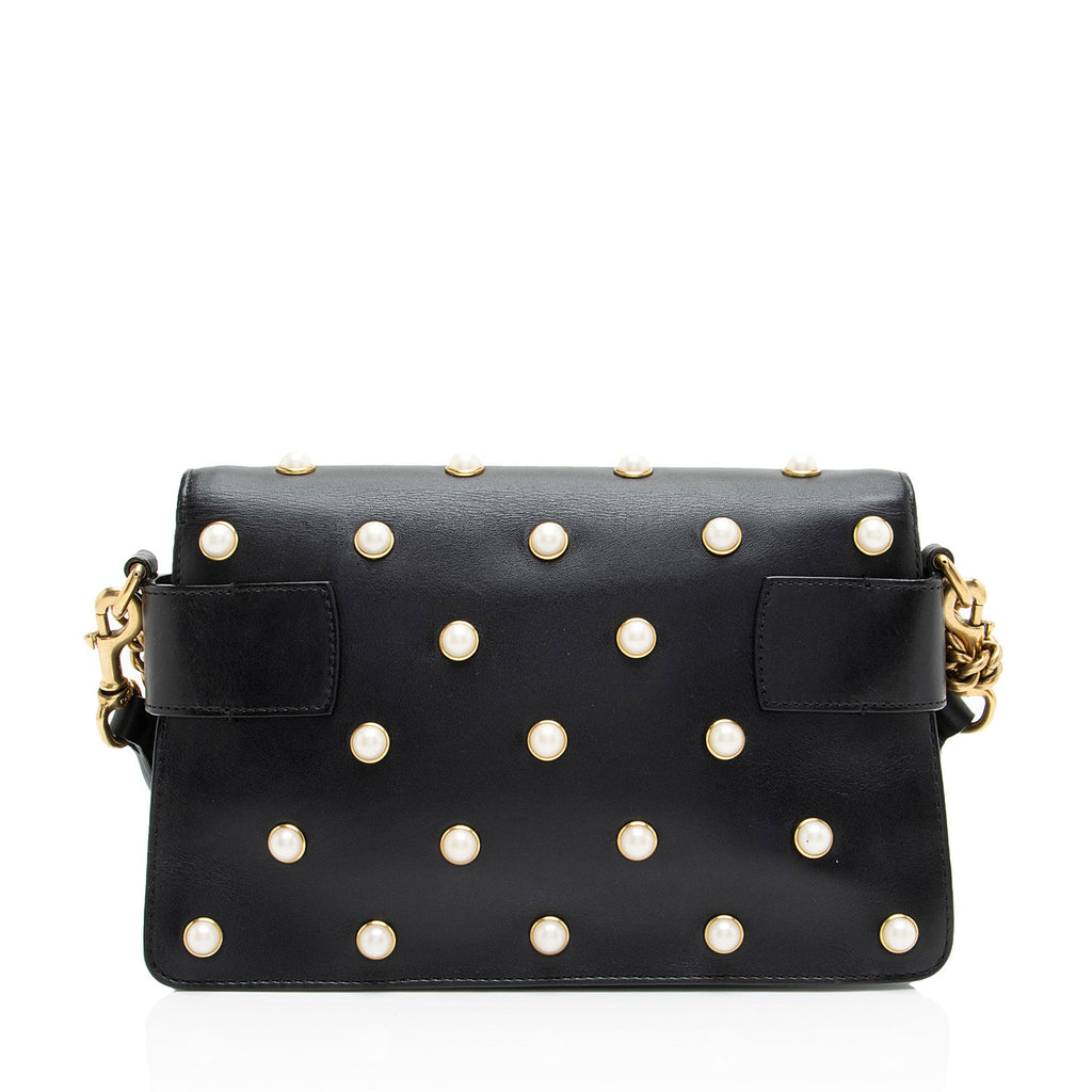 Gucci Calfskin Pearl Bee Broadway Mini Shoulder Bag