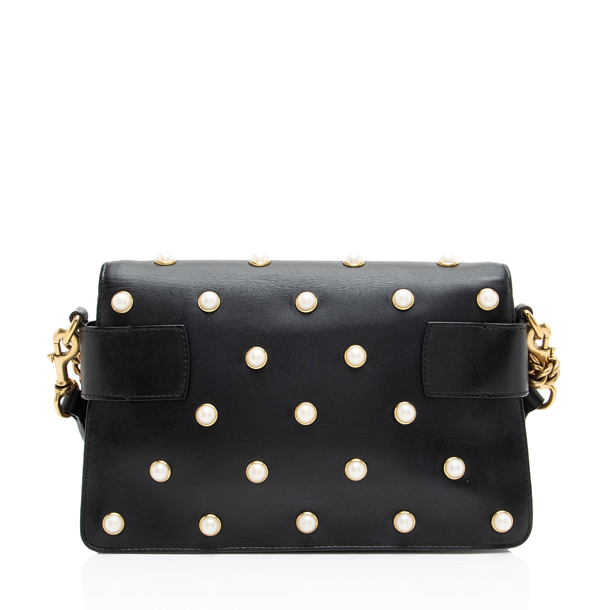 Gucci Calfskin Pearl Bee Broadway Mini Shoulder Bag