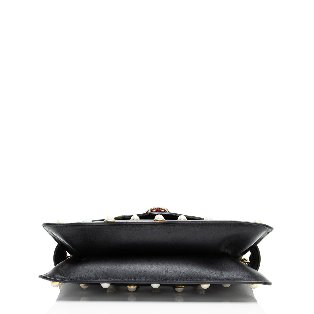 Gucci Calfskin Pearl Bee Broadway Mini Shoulder Bag
