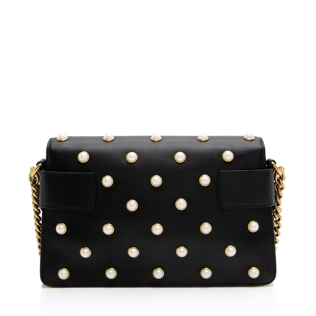 Gucci Calfskin Pearl Tiger Broadway Mini Shoulder Bag
