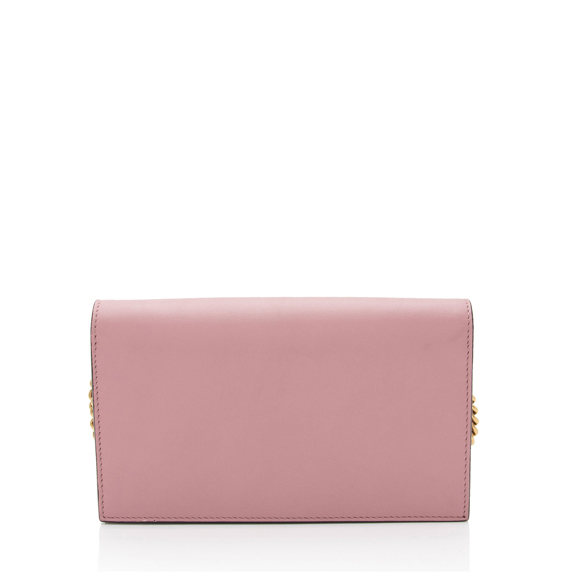 Gucci Calfskin Peony Pearly Mini Wallet on Chain
