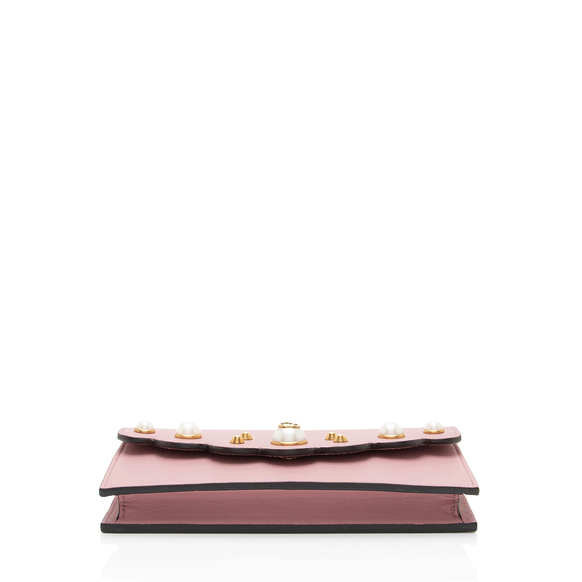Gucci Calfskin Peony Pearly Mini Wallet on Chain