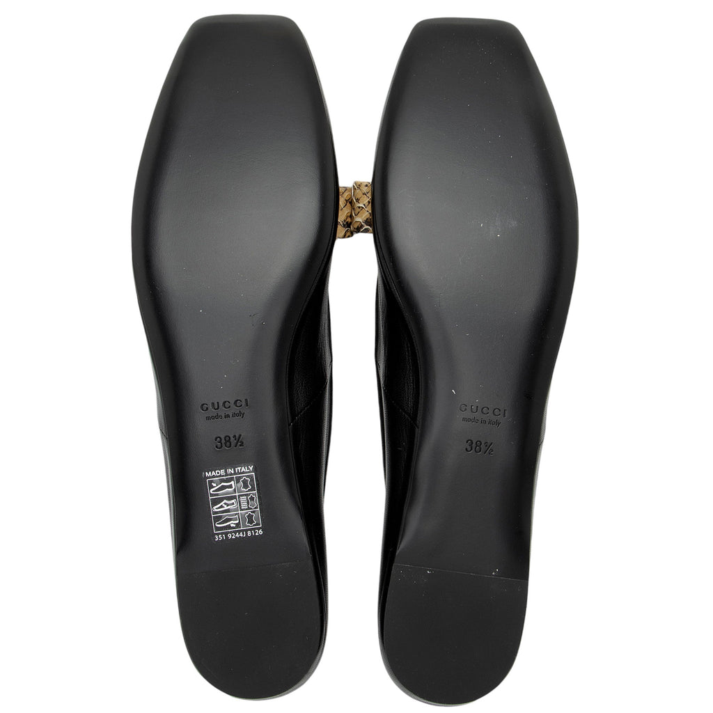 Gucci Calfskin Python Bow Interlocking G Ballet Flats - Size 8.5 / 38.5 (SHF-5ByMfh)