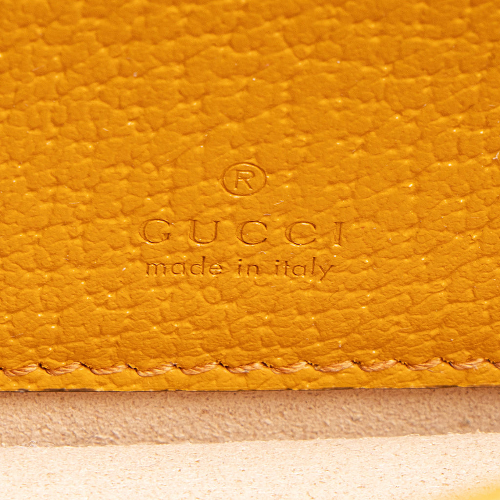 Gucci Calfskin Raffia Bamboo Diana Mini Chain Crossbody