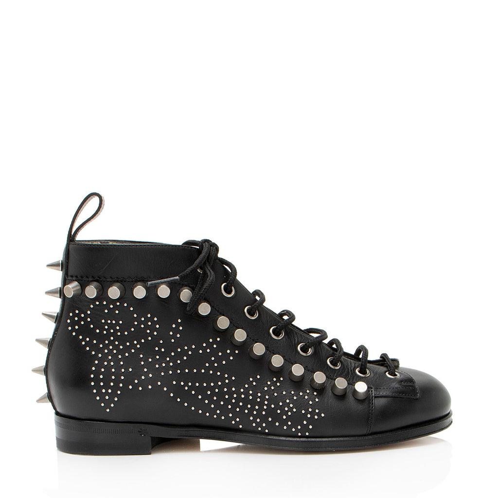 Gucci Calfskin Studded Jakarta Brogue Ankle Boots - Size 8 / 38