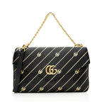 Gucci Calfskin Diagonal Stipe Thiara Double Shoulder Bag (SHF-21686)