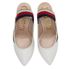 Gucci Calfskin Web Bee Sylvie Slingback Pumps - Size 6.5 / 36.5 (SHF-hhqF0r)