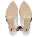 Gucci Calfskin Web Bee Sylvie Slingback Pumps - Size 6.5 / 36.5 (SHF-hhqF0r)
