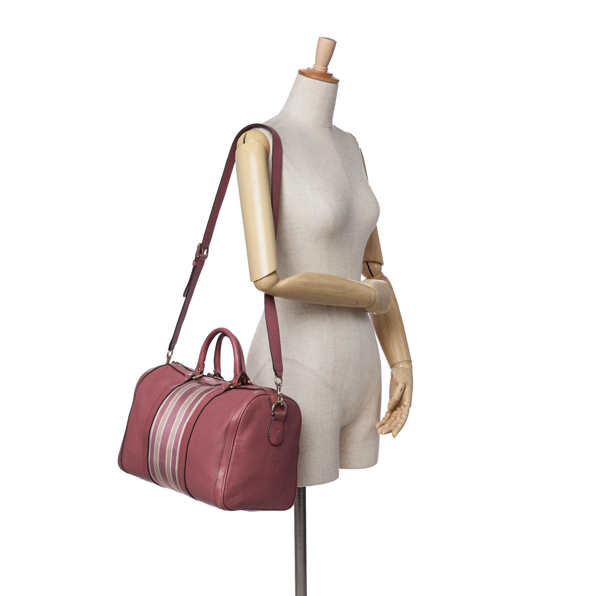 Gucci Calfskin Web Joy Boston Bag