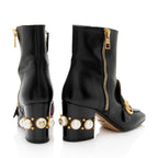 Gucci Calfskin GG Web Pearl Peyton Ankle Boots - Size 7 / 37 (SHF-NfjHOv)