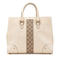 Gucci Calfskin and GG Canvas Nailhead Tote