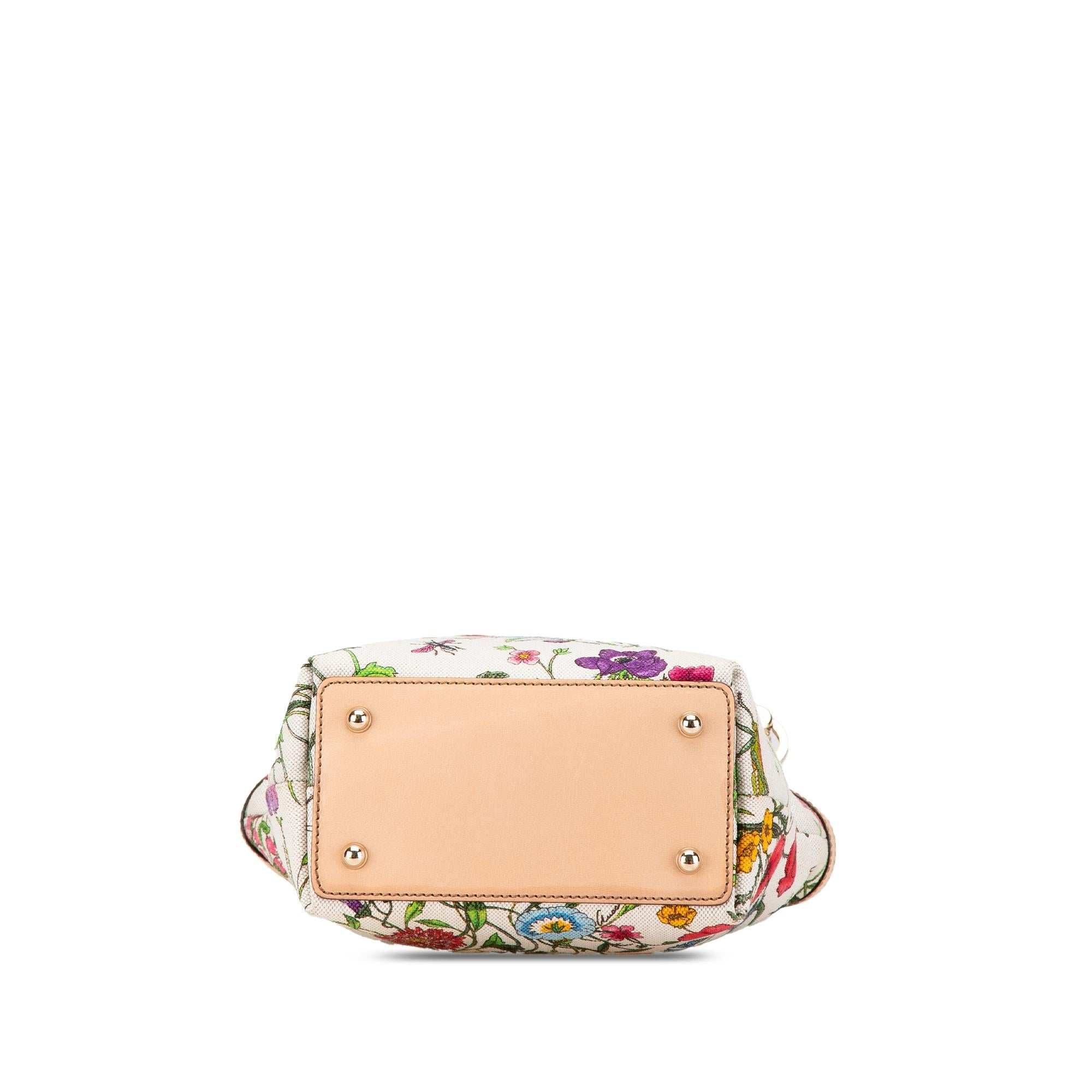 Gucci Canvas Bamboo Flora Handbag