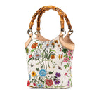 Gucci Canvas Bamboo Flora Handbag