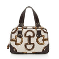 Gucci Horsebit Canvas Bamboo Satchel