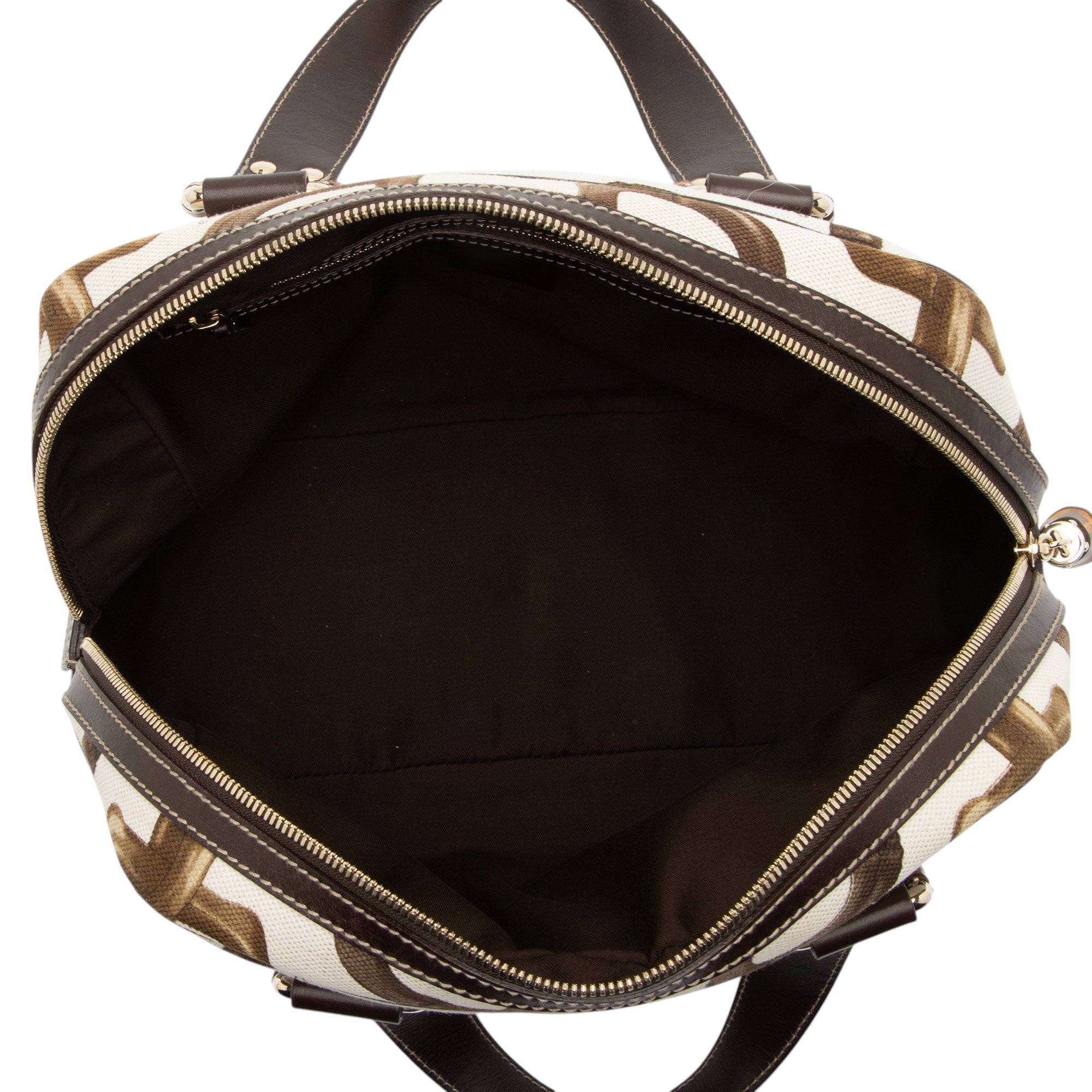 Gucci Horsebit Canvas Bamboo Satchel