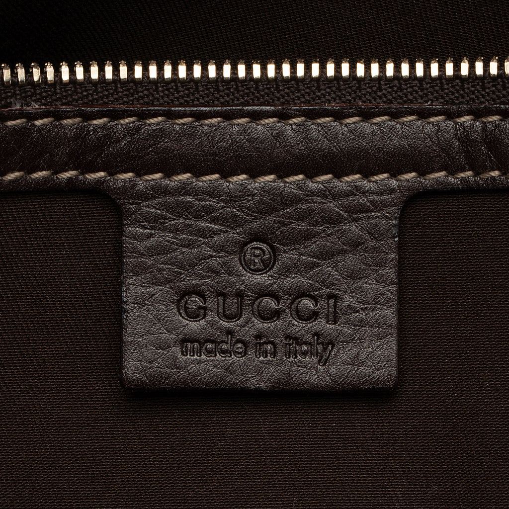 Gucci Horsebit Canvas Bamboo Satchel