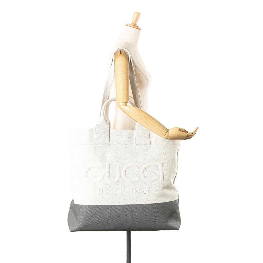 Gucci Canvas Embossed Logo Tote