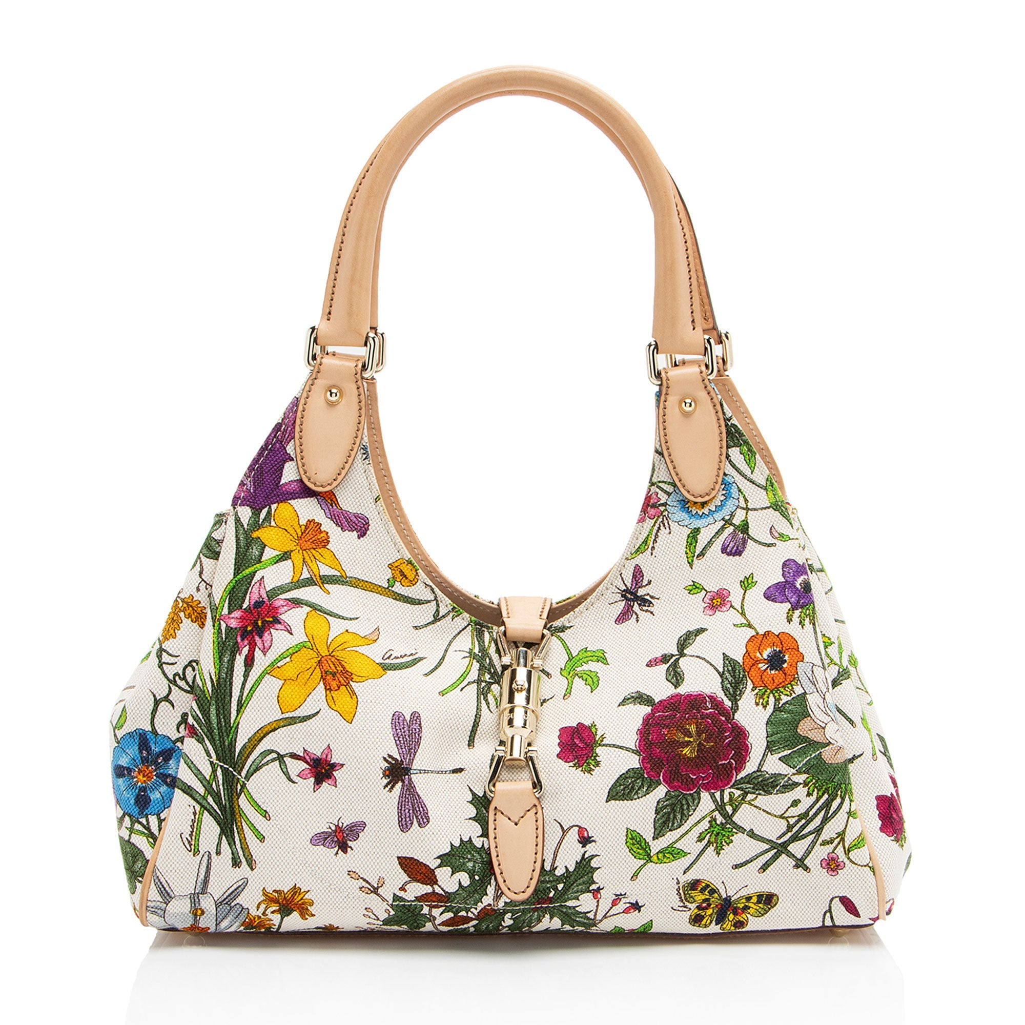 Gucci Canvas Flora Bardot Shoulder Bag